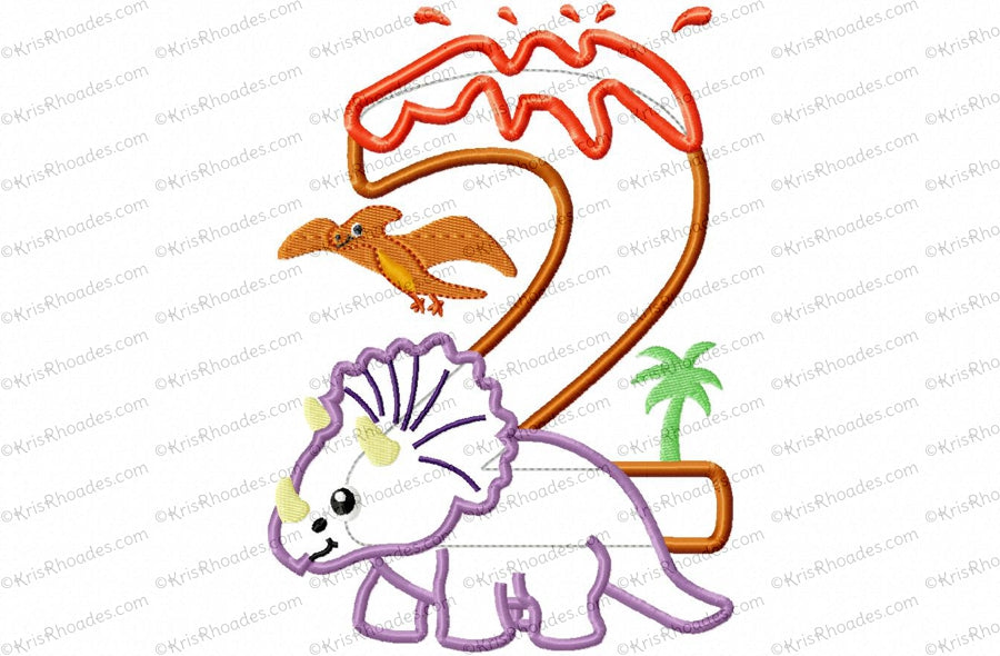 KRD Birthday Dinosaur Applique Set 1-7