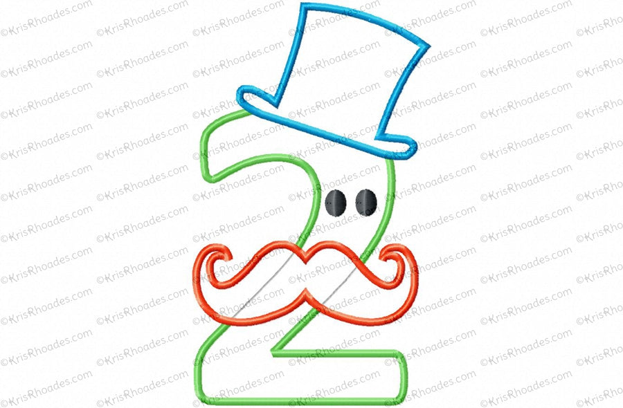 KRD Birthday Mustache Applique Set 1-4