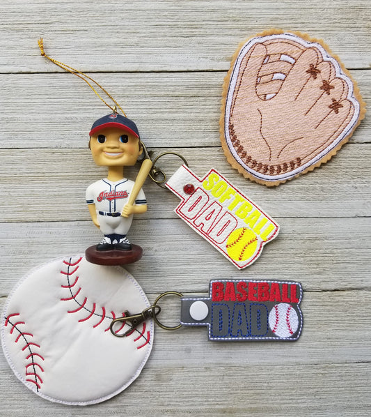 Softball Dad ITH Softball key fob