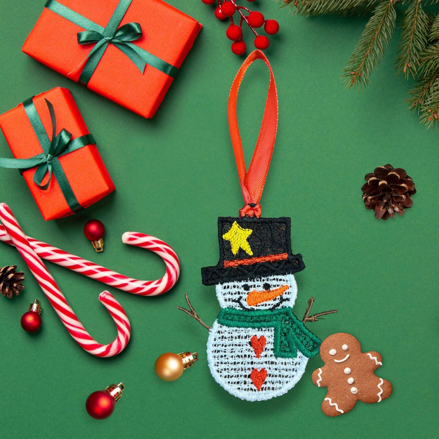 FSL Country Christmas Snowman ITH Ornament