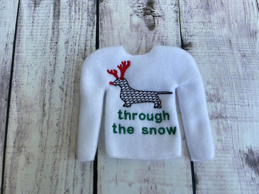 Dachshund through the snow Elf ITH Sweater