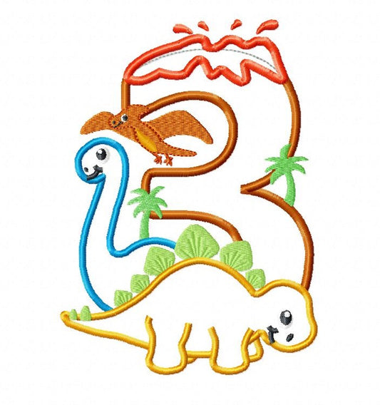 KRD 3 brachiosaurus and stegosaurus birthday number