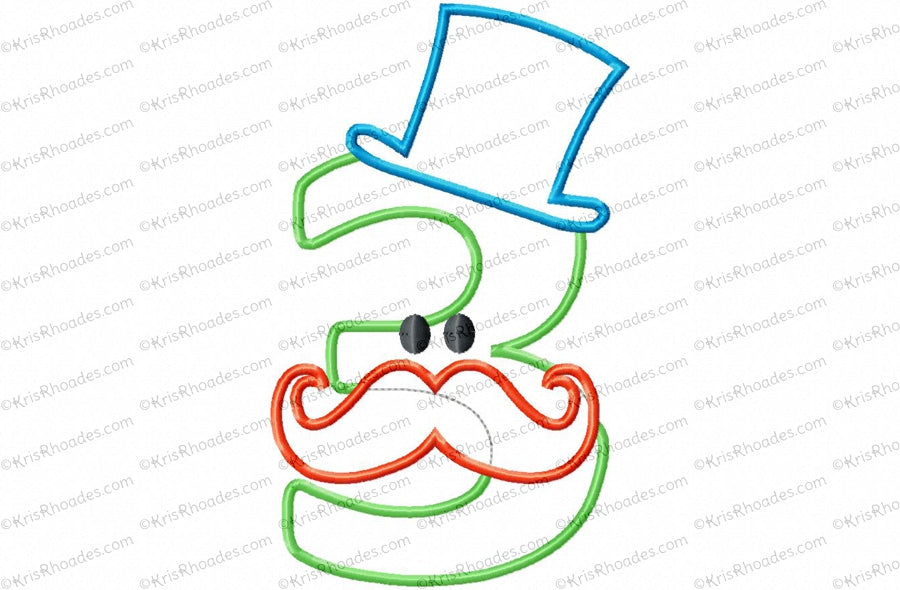 KRD Birthday Mustache Applique Set 1-4