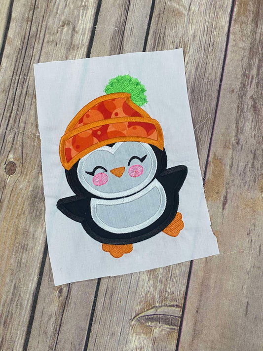 Penguin in Stocking Cap Applique