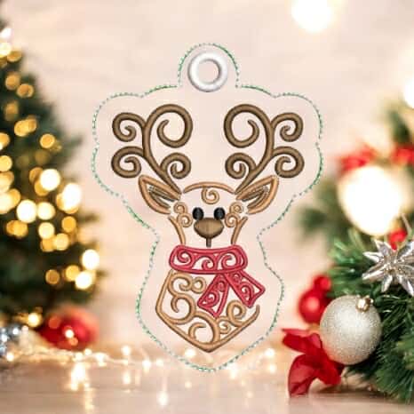 ITH Christmas Reindeer 2 Swirl Ornament