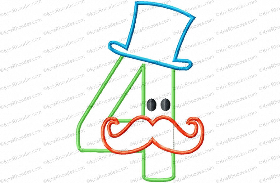 KRD Birthday Mustache Applique Set 1-4