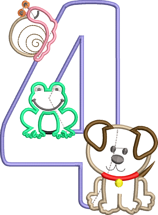 KRD Frog, Snails & Tails Birthday Applique Number 4