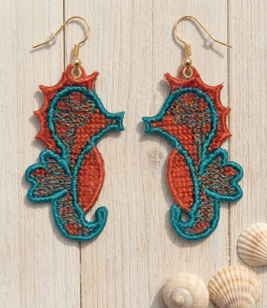 Seahorse ITH  FSL Earrings