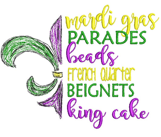 Mardi Gras Graffiti Scribble Saying
