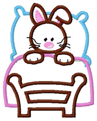 Bunny sleeping in bed applique