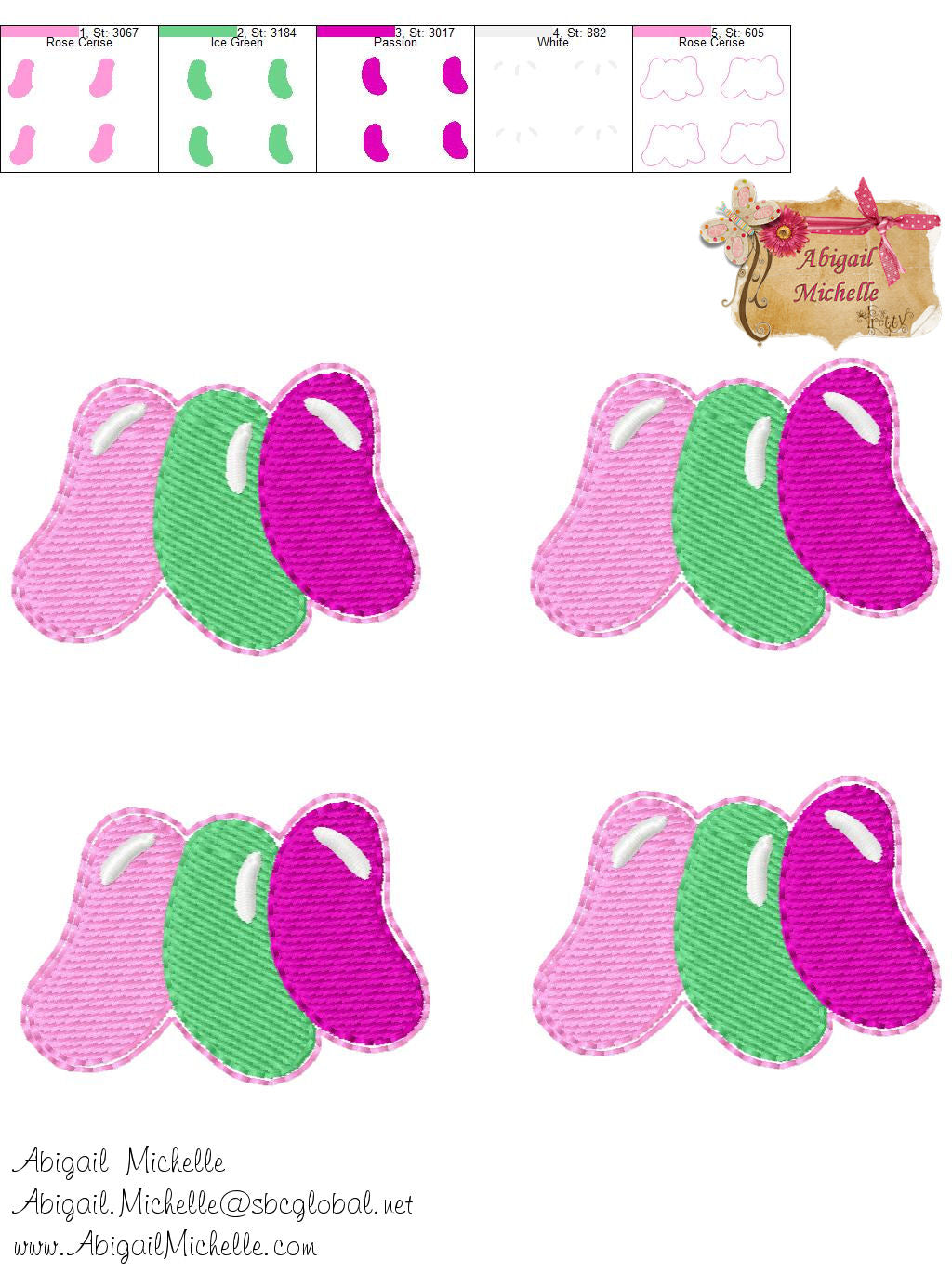 Jelly Beans Clippies and Bow Center ITH