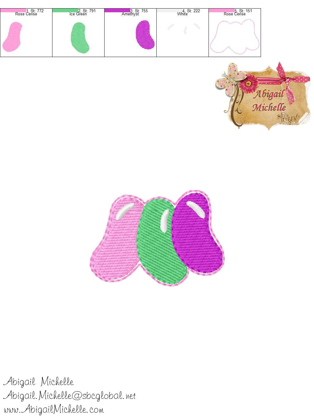 Jelly Beans Clippies and Bow Center ITH
