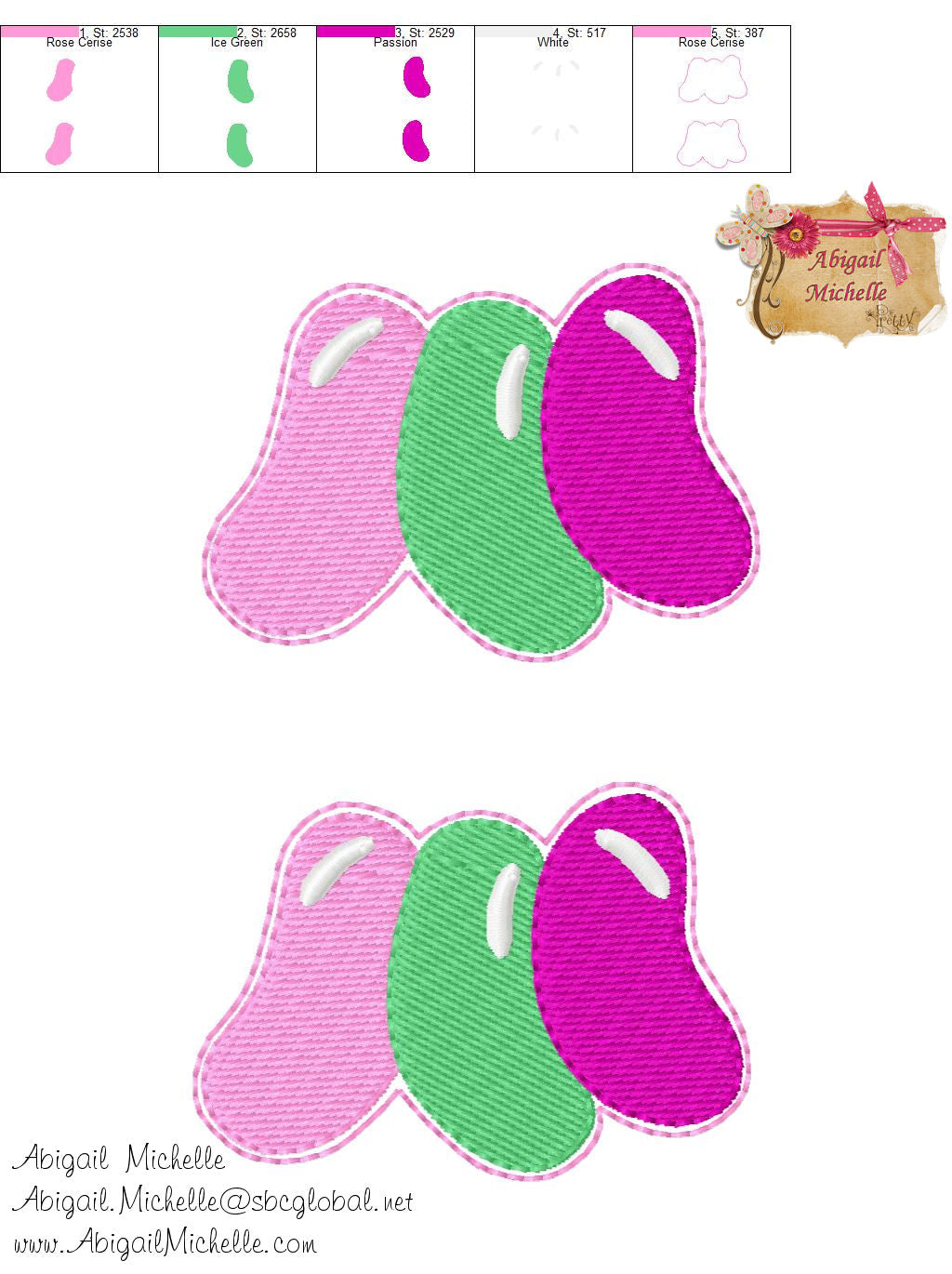 Jelly Beans Clippies and Bow Center ITH