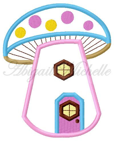 Fairytale Whimsy Mushroom House Applique