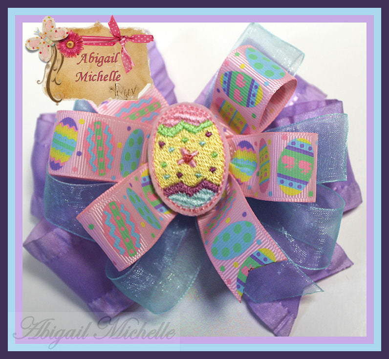 Easter Egg Clippies and Bow Center ITH
