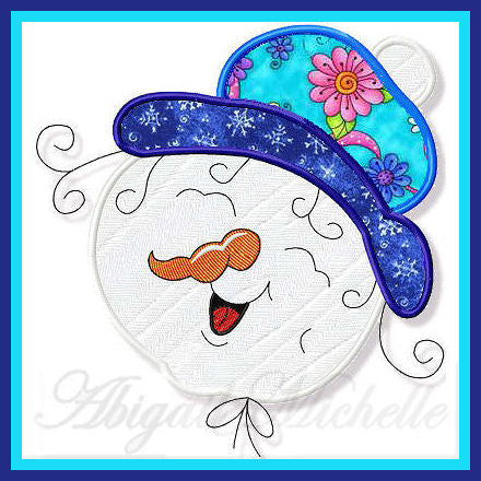 Happy Snowman Applique - 3 Sizes!