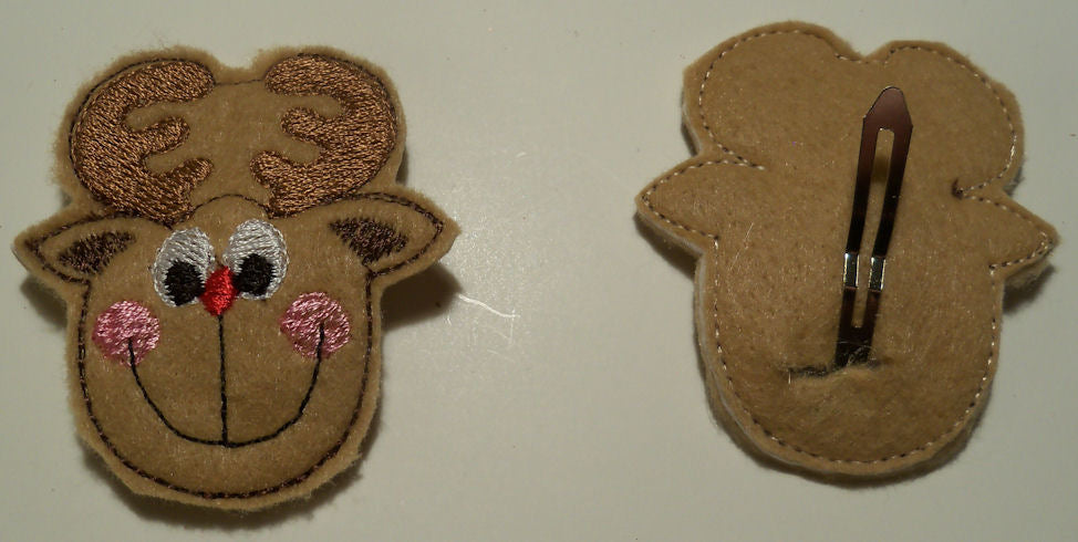 Reindeer Feltie Clippie and Bow Center ITH
