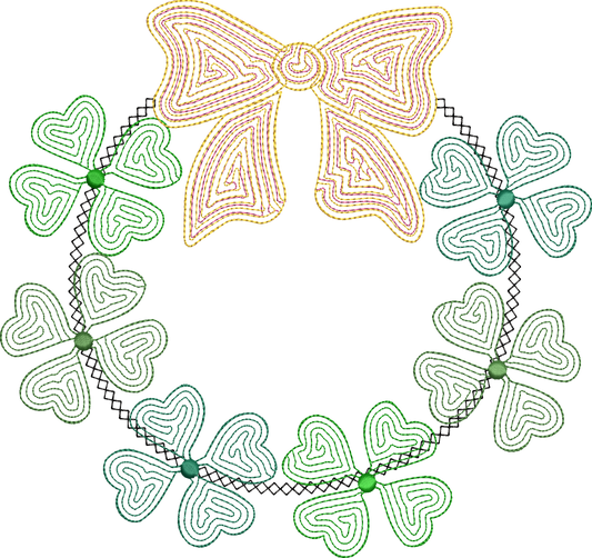 Clover Wreath with Bow Sketchy design