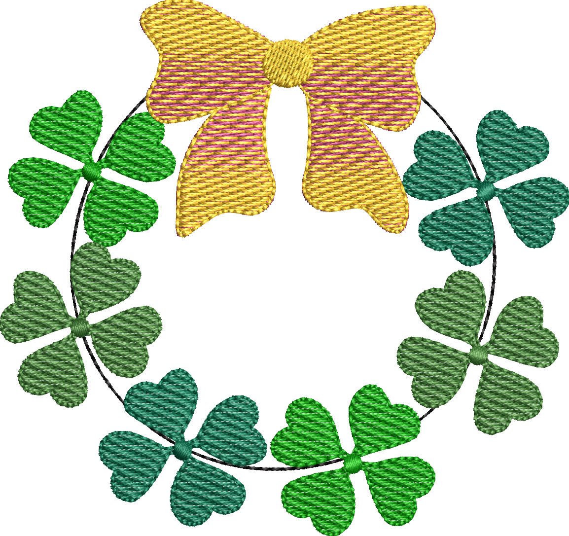 Clover Wreath with Bow Filled design