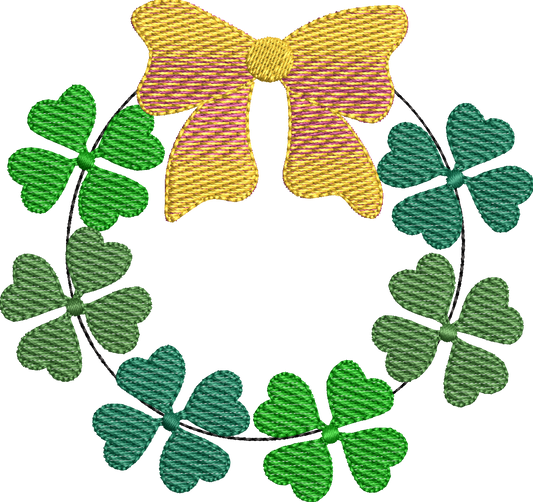 Clover Wreath with Bow Filled design