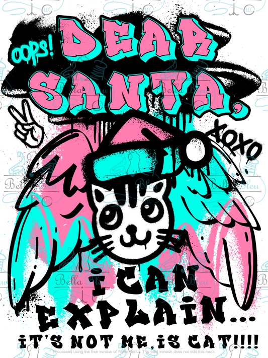 Cat Dear Santa I can explain Sublimation pgn file