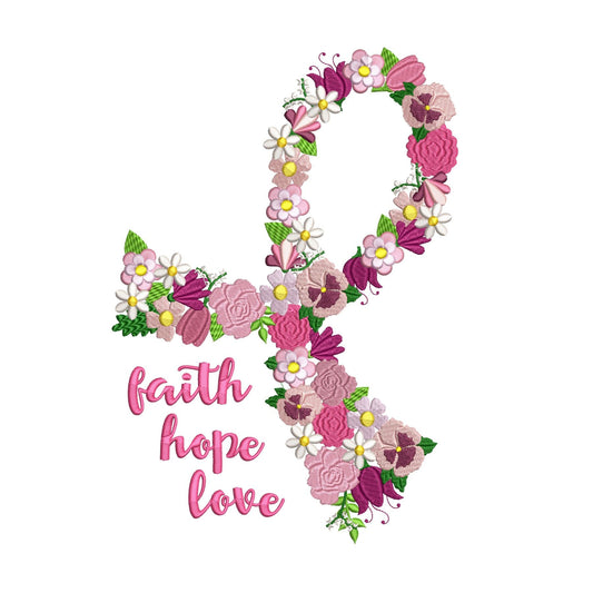 KRD Cancer Ribbon With Flowers