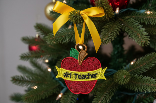 Teacher FSL apple ornament