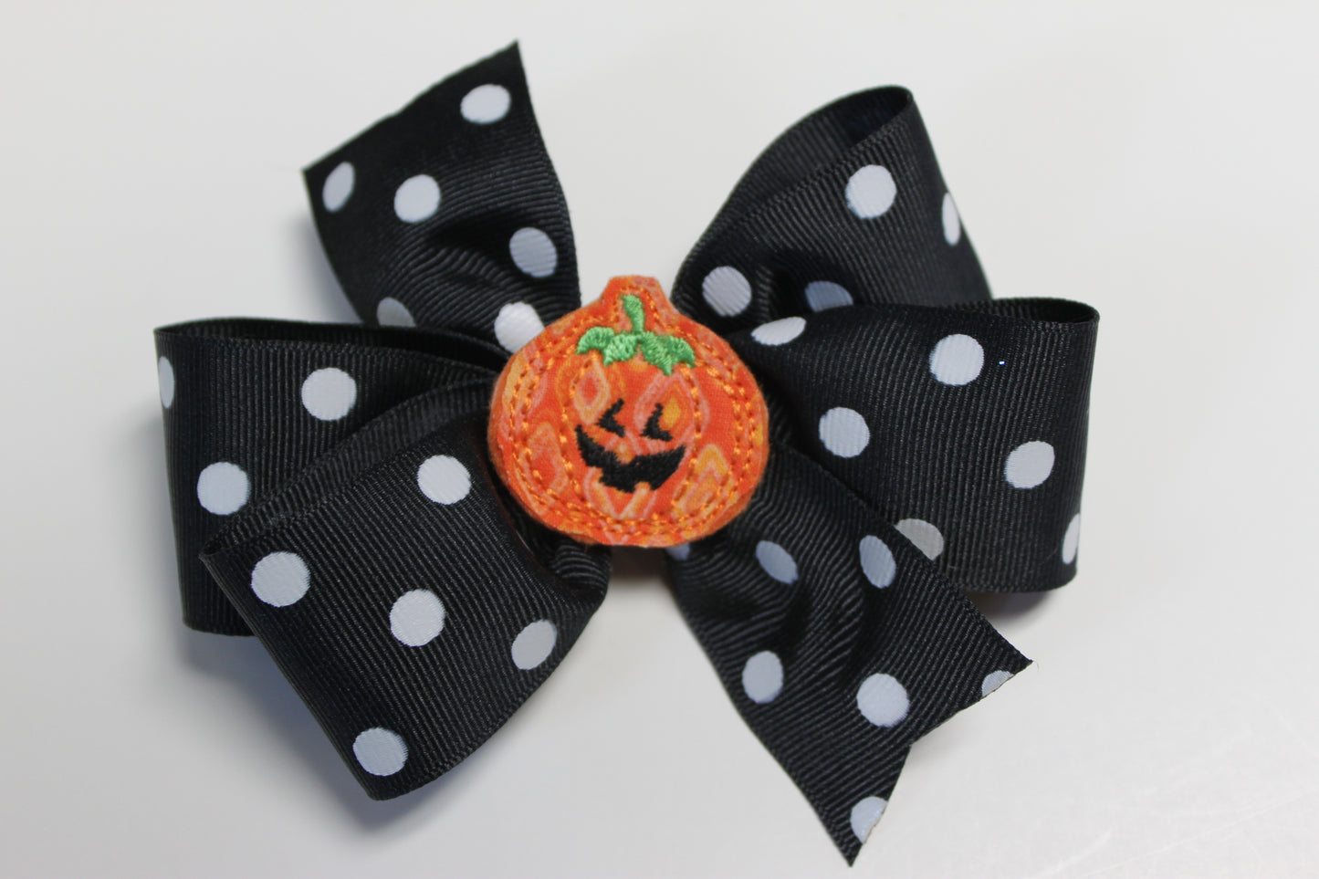 Jack-o-lantern Hair Clippie and Bow Center, In The Hoop