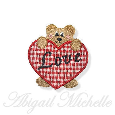 Teddy Bear Heart Applique