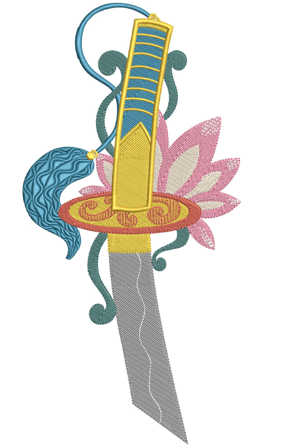 Lotus Flower Martial Arts Sword Embroidery Design