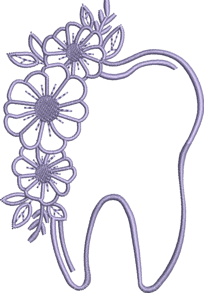 Dental Tooth with Flowers