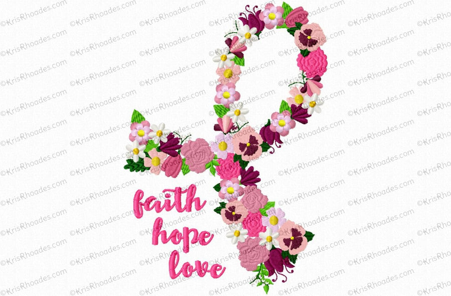 KRD Cancer Ribbon With Flowers