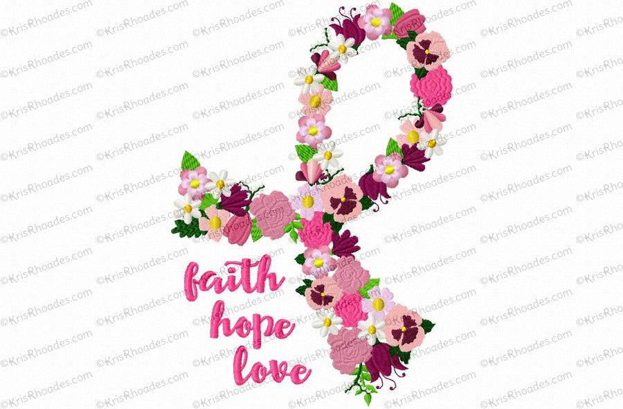 KRD Cancer Ribbon With Flowers