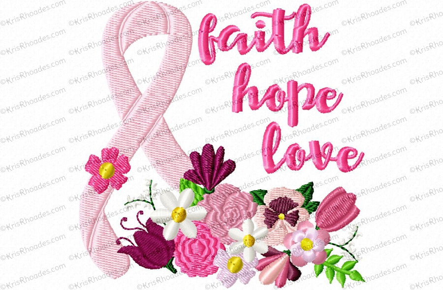 KRD Cancer Ribbon With Flowers