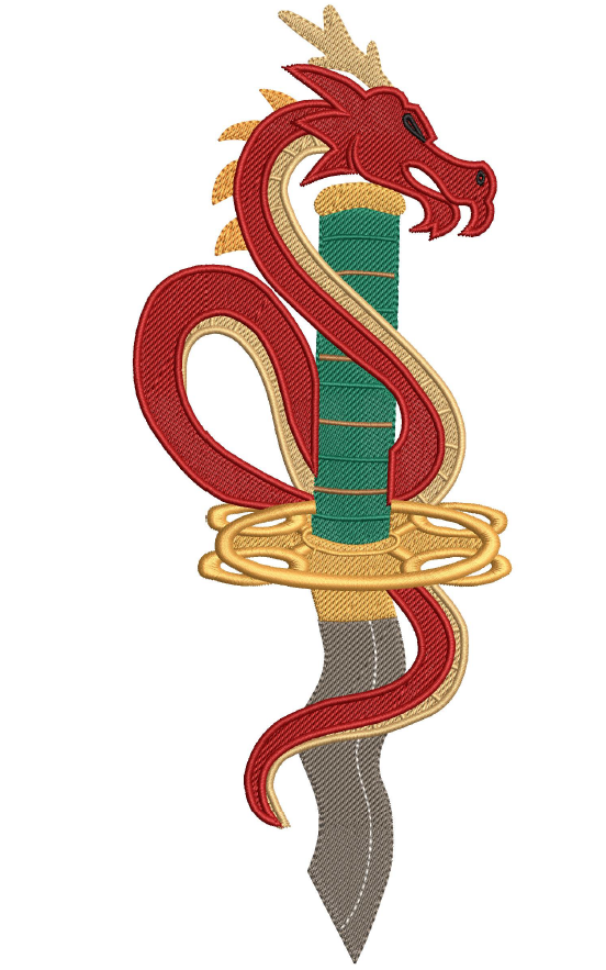 Dragon Martial Arts Sword Embroidery Design