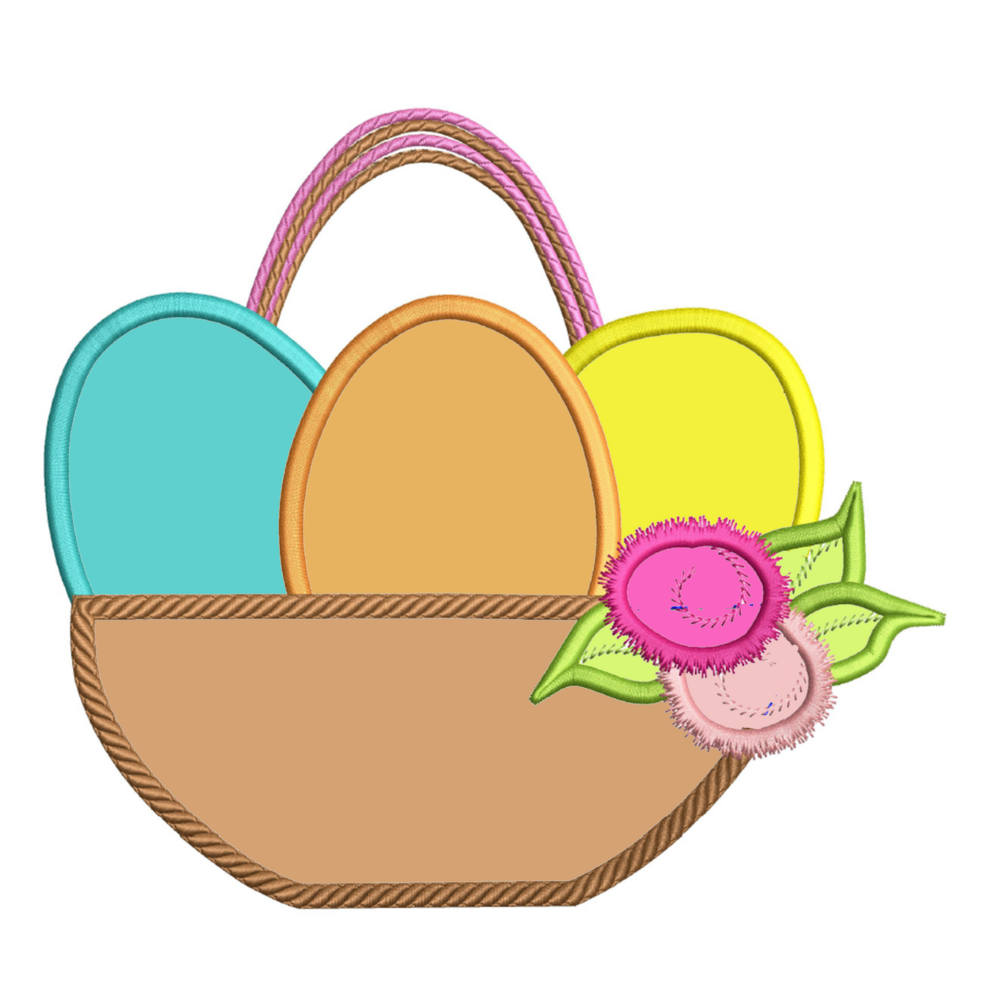 Floral Easter Basket filled with eggs Applique