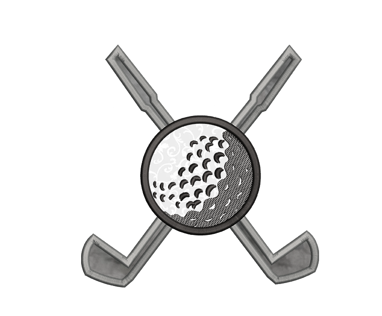 Golf Ball and Clubs Side Design Applique 4 sizes