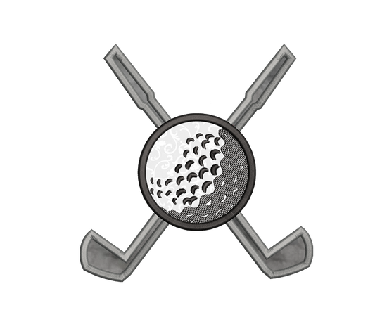 Golf Ball and Clubs Side Design Applique 4 sizes