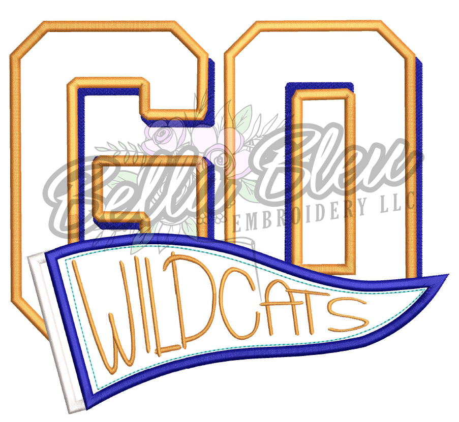 Go Wildcats Pennant Applique