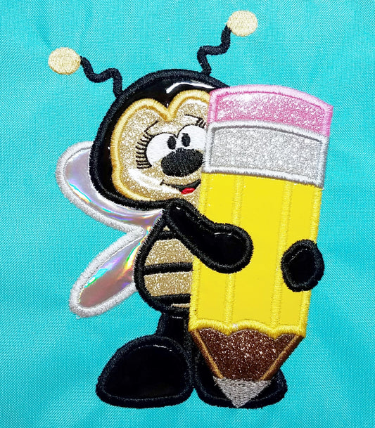 KRD School Bee With Pencil Applique