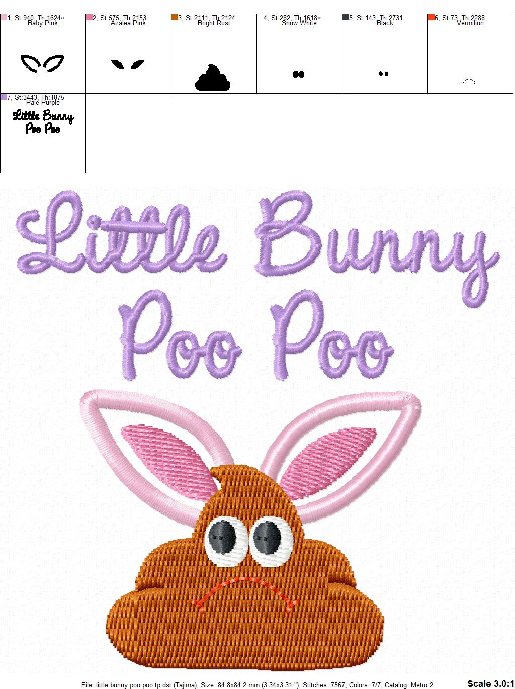 KRD Little Bunny Poo Poo toilet paper embroidery design
