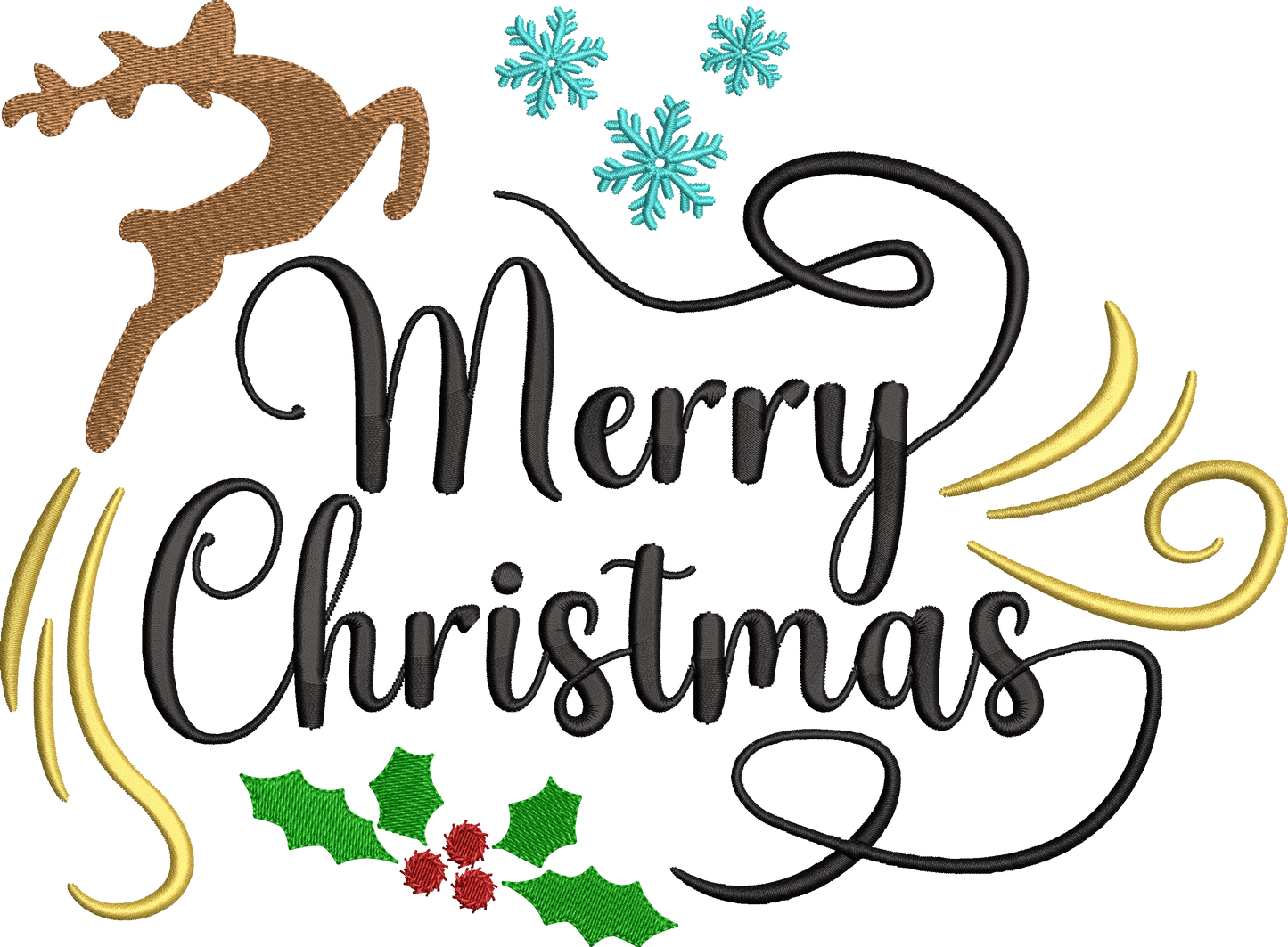 Merry Christmas Reindeer and Holly