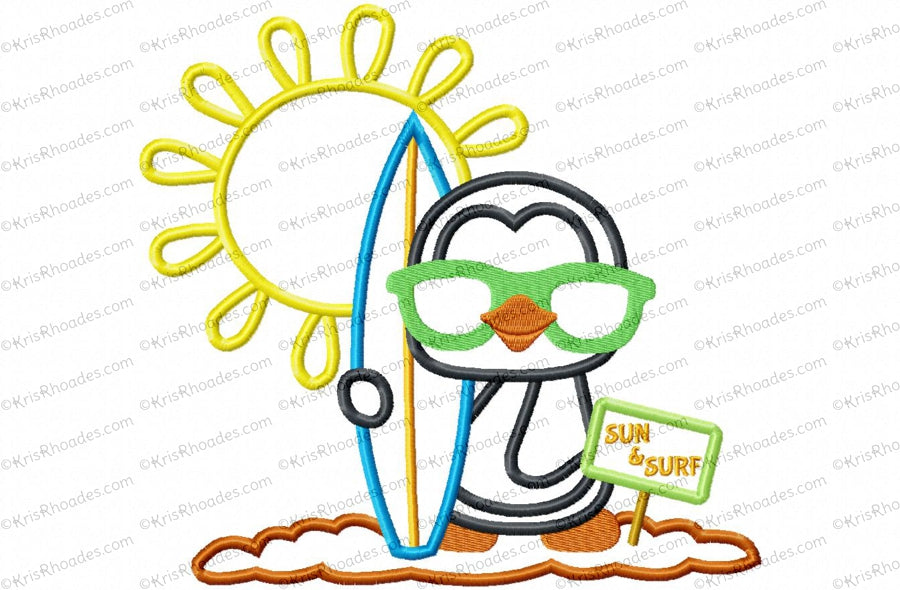 KRD Surfing Penguin Applique