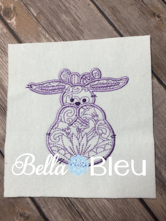 Easter Bunny Rabbit machine embroidery colorwork design