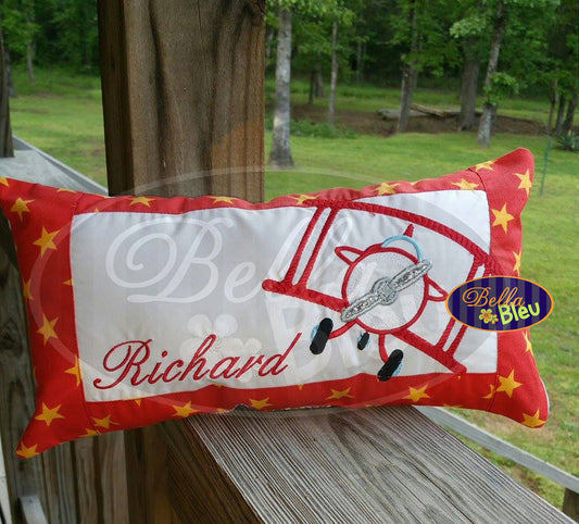 In the Hoop Home Vintage Airplane Pillow ITH Machine Embroidery Applique design