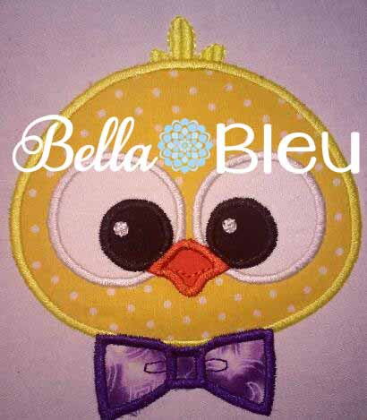 Baby Boy Easter Chick Chicken with Bow tie Machine Applique Embroidery Design