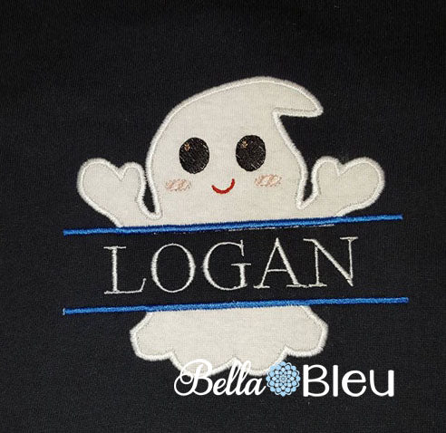 Halloween Machine Applique Design, Ghost Machine Embroidery Design, Ghost Boy Split Machine Applique Embroidery Designs Design