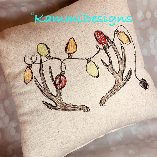 Antlers with Christmas Lights Scribble