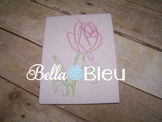 Beautiful Rose #1 machine embroidery design Colorwork Redwork Quick Stitch