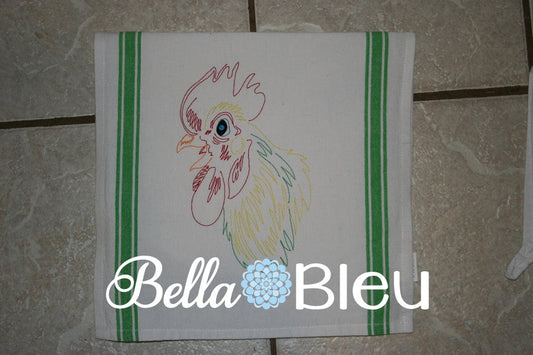 Rooster #9 Machine Embroidery Colorwork design